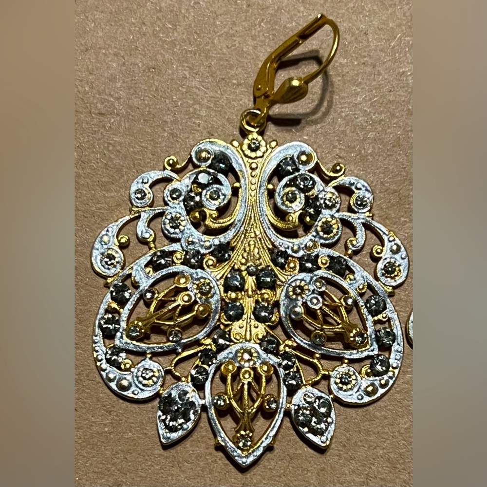 Black diamond Swarovski over 14K gold plated
